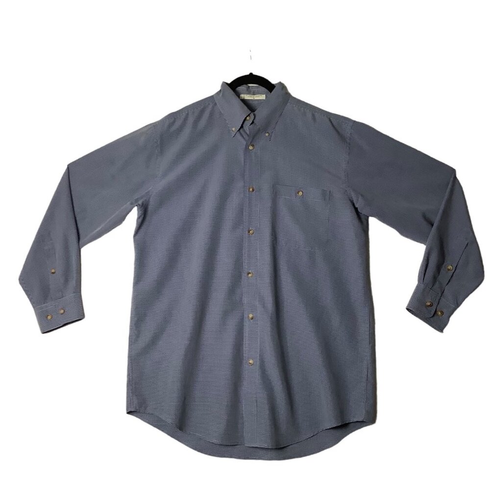 ORVIS Button Down Shirt Men Size Medium Blue Gingham Long Sleeve Lyocell Blend‎